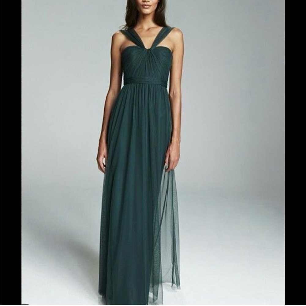 Amsale “Aisha”Hunter Green Tulle Dress - Size 8
